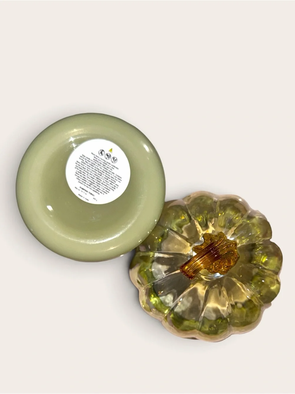 Anthropologie styled  Pumpkin Tabac scented Glass Pumpkin Cloche Candle